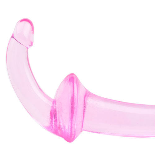 Double Fun Pink Strapless Strap On Dildo|Side View|"pink detail - side view"