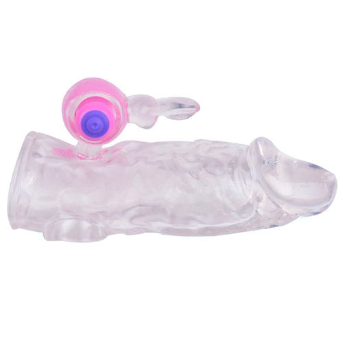 Clear Rabbit Vibrating Penis Extender|Front View|"rabbit design - front view"