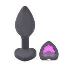 Small-Heart-Shaped-Diamond-Base-Black-Butt-Plug|Front View|"heart plug-front view"