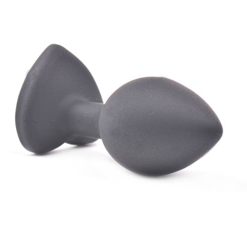 Small-Heart-Shaped-Diamond-Base-Black-Butt-Plug|Side View|"diamond design-side view"