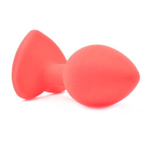 Small Heart Shaped Diamond Base Red Butt Plug|Side View|"heart shaped design-side view"|