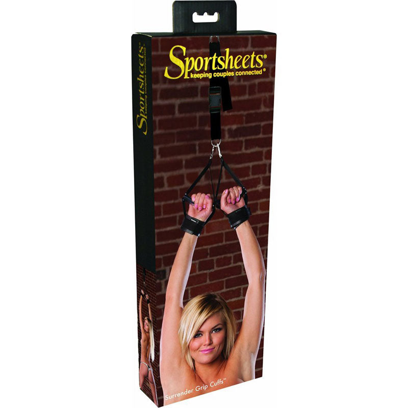 SportSheets Surrender Grip Cuffs|Side View|"grip mechanism detail-side view adult toys direct"|