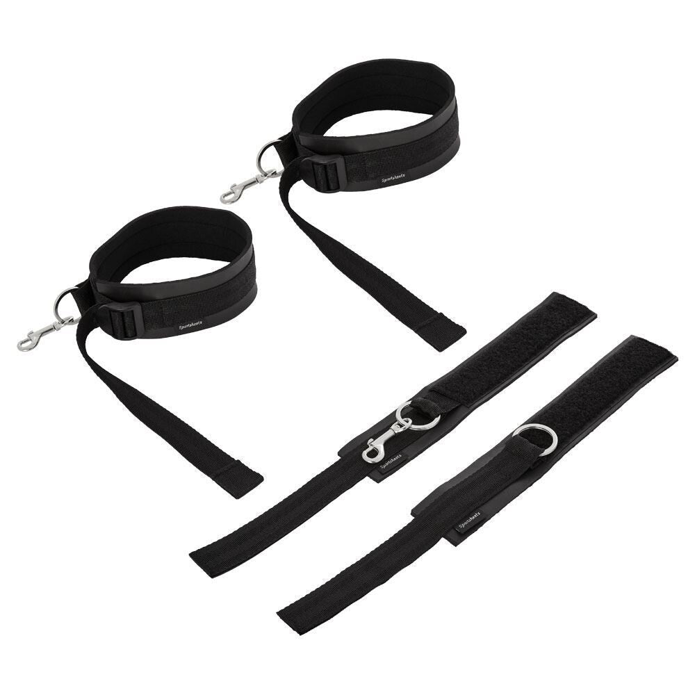 SportSheets Thigh And Wrist Cuff Set|Front View|"thigh wrist restraint combo-front view adult toys direct"|