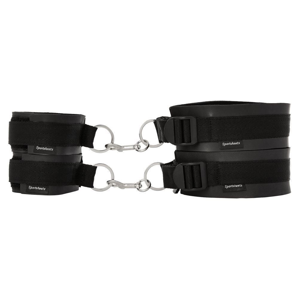 SportSheets Thigh And Wrist Cuff Set|Side View|"cuff system detail-side view adult toys direct"|