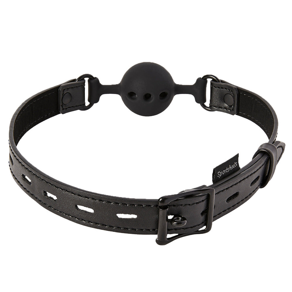 Sportsheets Saffron Breathable Ball Gag|Side View|"gag details-side view"|
