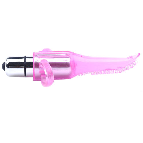 Clear Pink Vibrating Tongue Finger Vibrator | Detail | "simple controls - detail view"