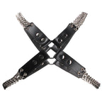 Heavy Duty Leather And Chain Body Harness|Front View|"leather chain harness system-front view adult toys direct"|