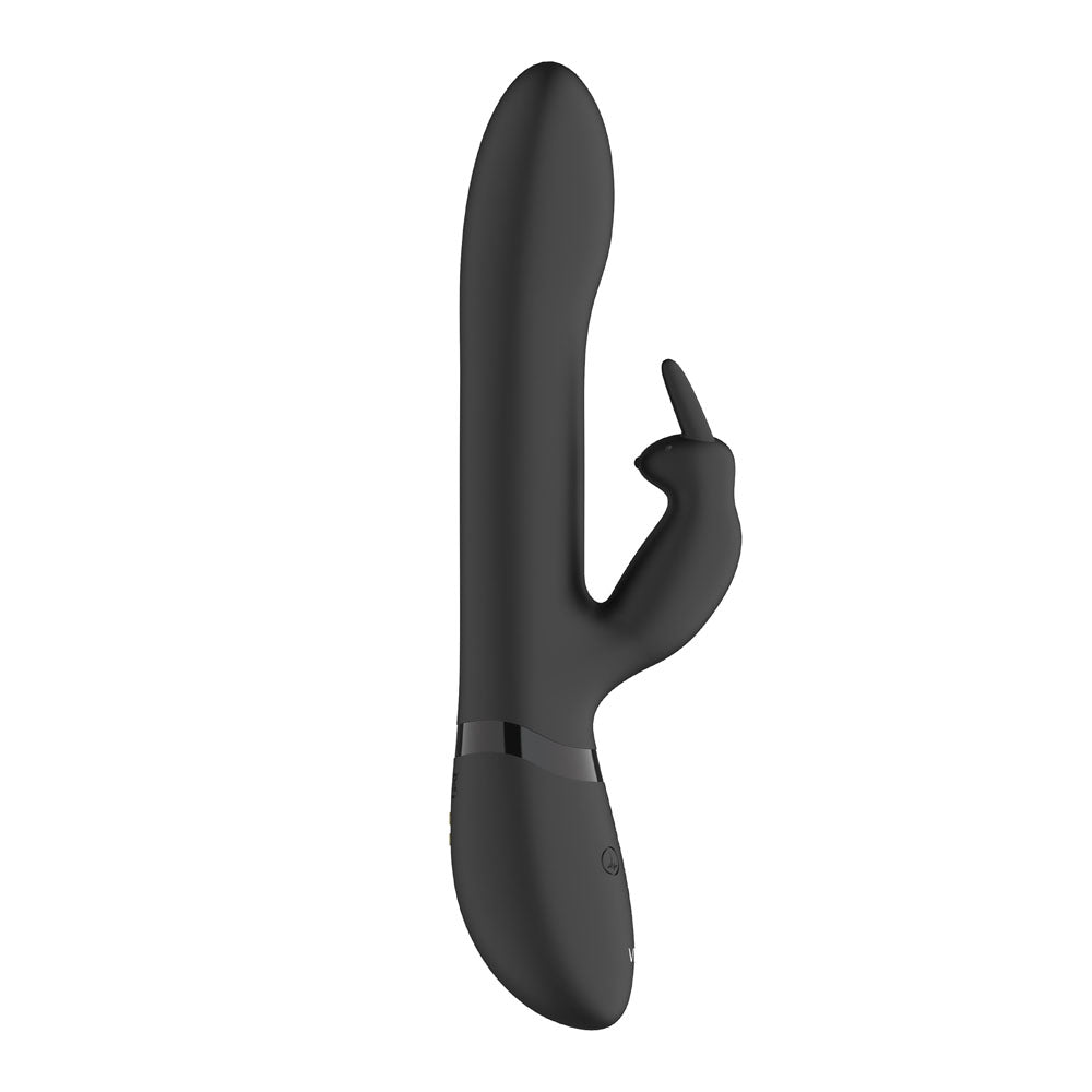 Vive-Amoris-Black-Rabbit-Vibrator-With-Stimulating-Beads|Front View|"black rabbit vibrator-front view"