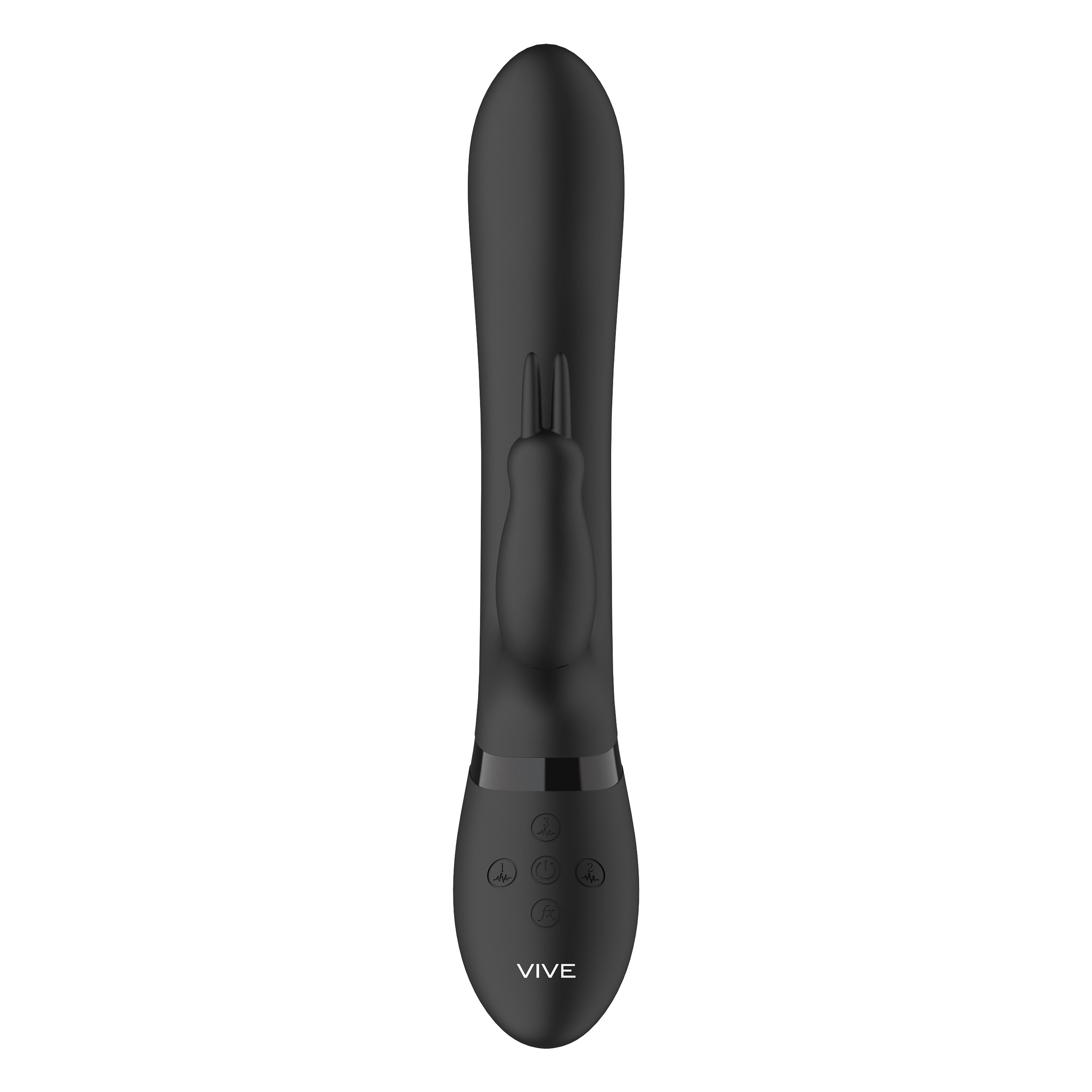 Vive-Amoris-Black-Rabbit-Vibrator-With-Stimulating-Beads|Side View|"beaded design-side view"