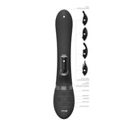 Vive Chou Double Action Interchangeable Rabbit Vibrator Black|Side View|"Premium rabbit stimulator - side view"