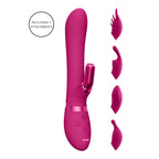 Vive Chou Double Action Interchangeable Rabbit Vibrator Pink|Front View|"Pink rabbit vibrator - front view"