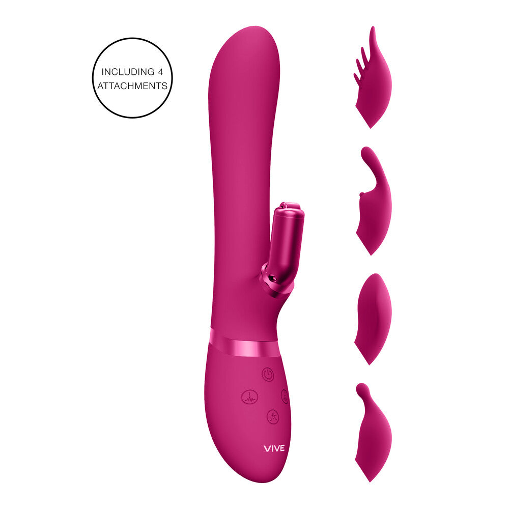 Vive Chou Double Action Interchangeable Rabbit Vibrator Pink|Front View|"Pink rabbit vibrator - front view"