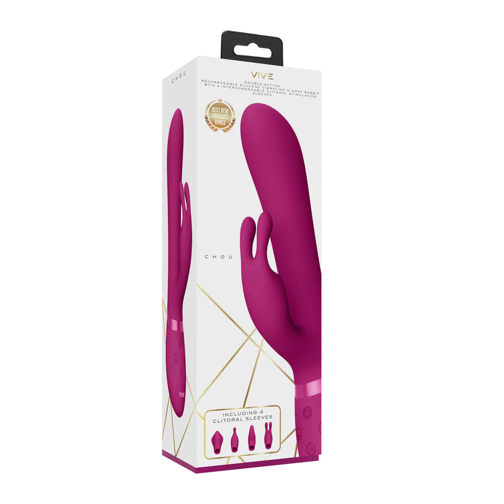 Vive Chou Double Action Interchangeable Rabbit Vibrator Pink|Kit View|"Complete pleasure system - kit view"