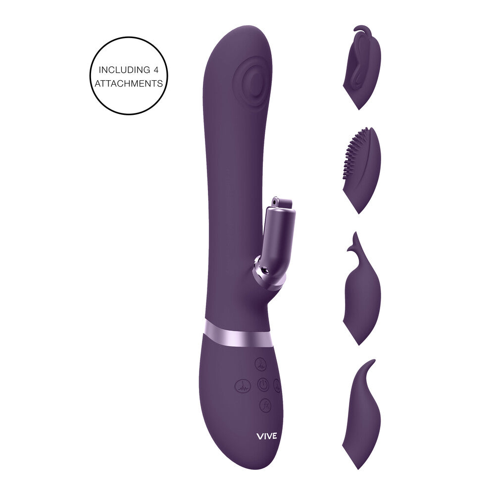 Vive Etsu Interchangeable Rabbit Vibrator Purple|Front View|"Purple rabbit vibrator - front view"