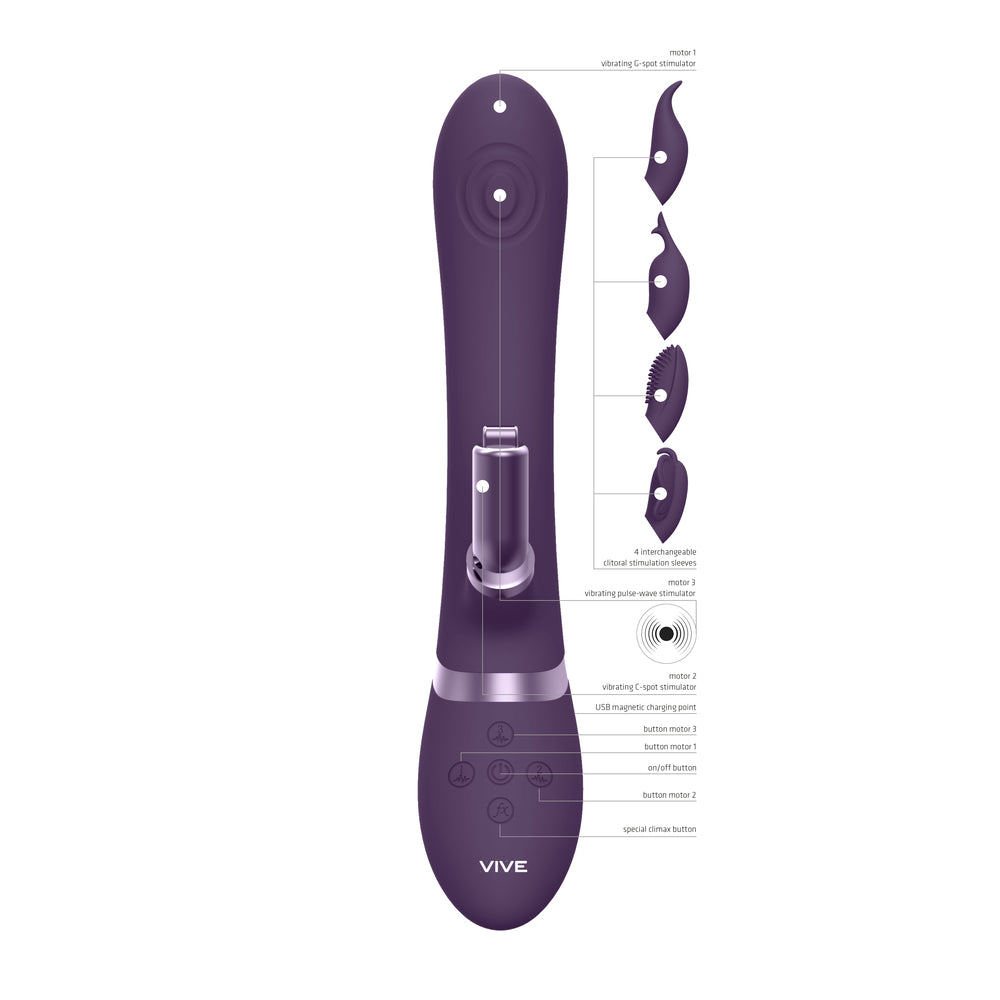 Vive Etsu Interchangeable Rabbit Vibrator Purple|Side View|"Premium pleasure device - side view"