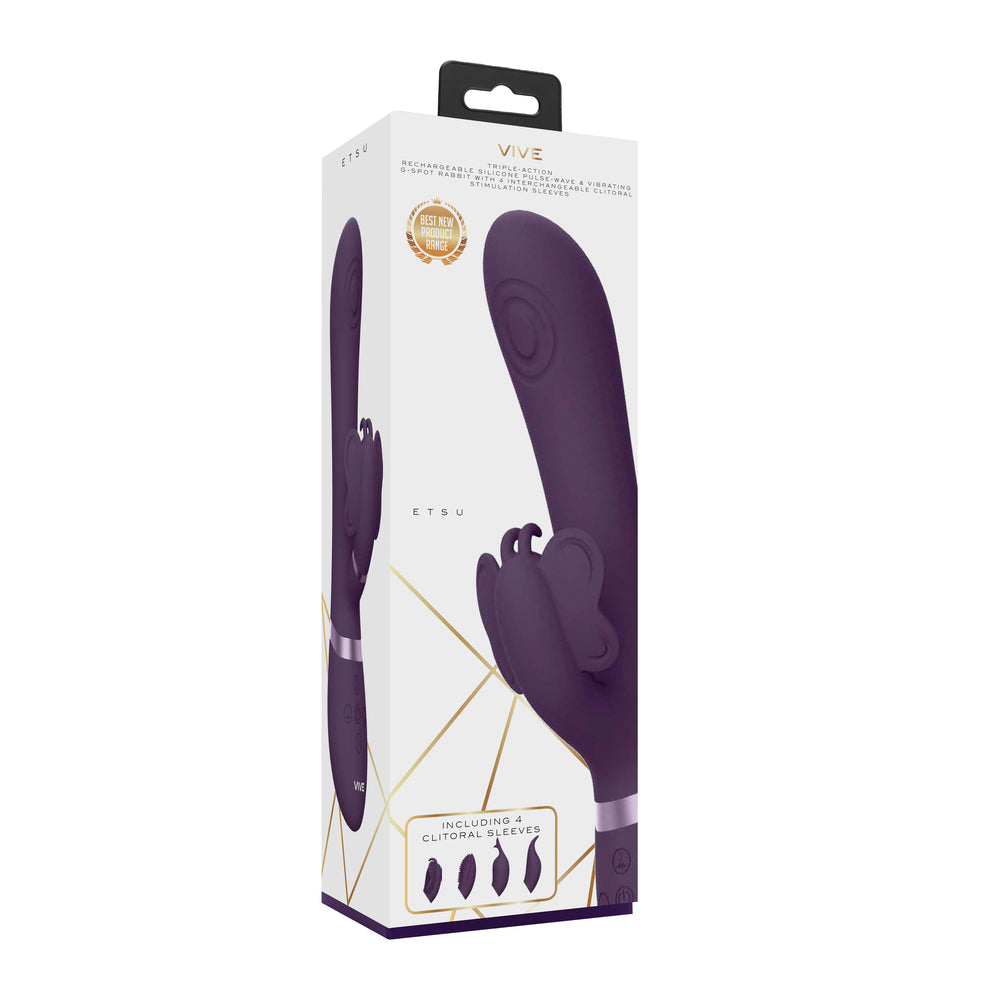Vive Etsu Interchangeable Rabbit Vibrator Purple|Kit View|"Complete pleasure system - kit view"