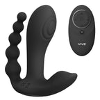 Vive Kata Double Penetrator Vibrator Black|Front View|"Black kata vibrator - front view"