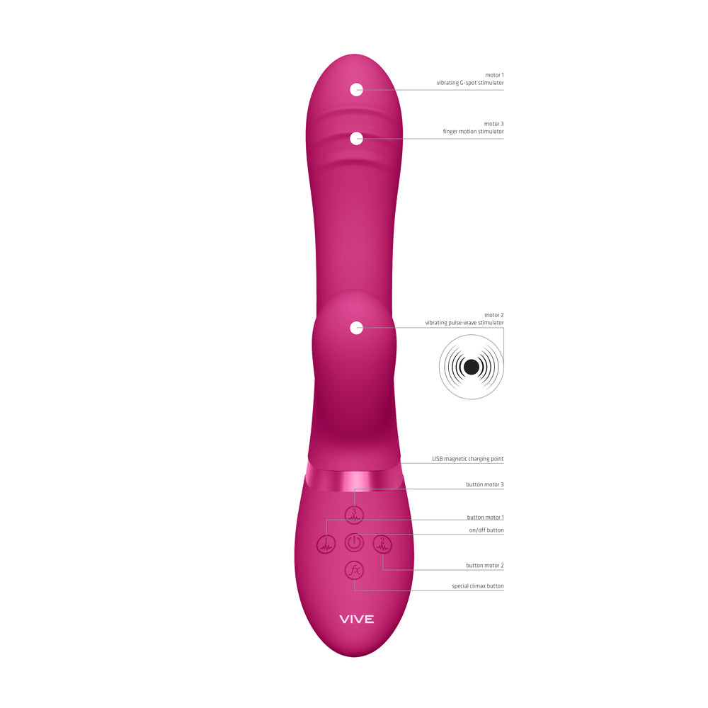 Vive Tani Finger Motion With Pulse Wave Vibrator Pink|Side View|"Premium pleasure device - side view"