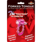 Forked Tongue Vibrating Silicone Cock Ring|Side View|"tongue detail - side view"
