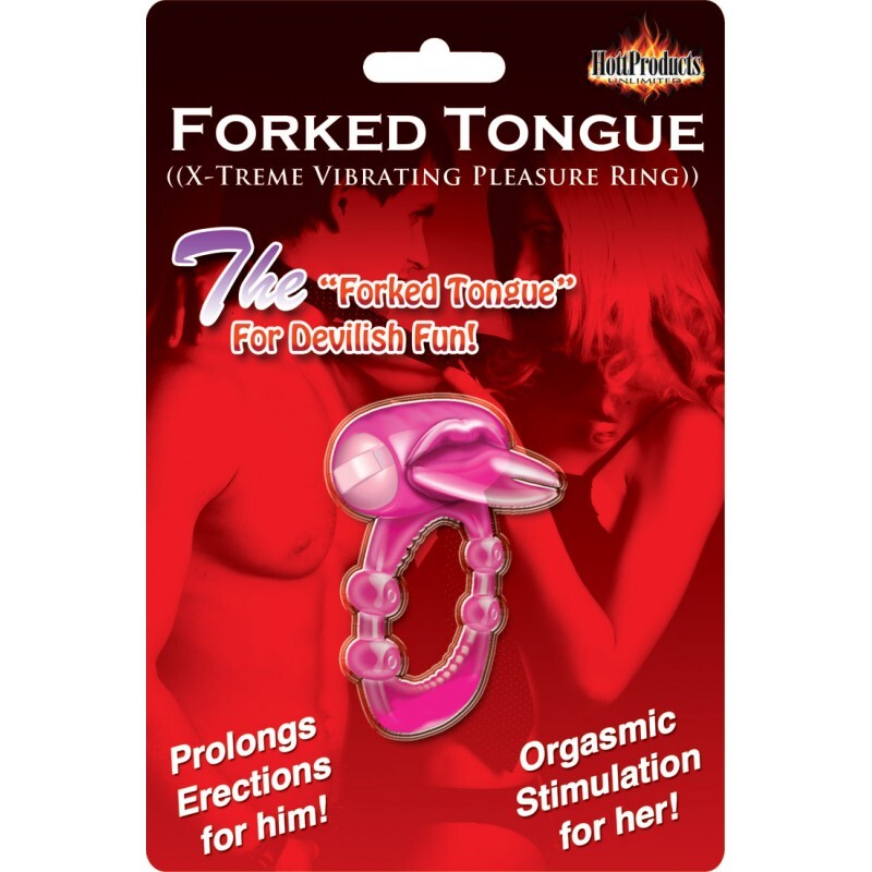 Forked Tongue Vibrating Silicone Cock Ring|Side View|"tongue detail - side view"