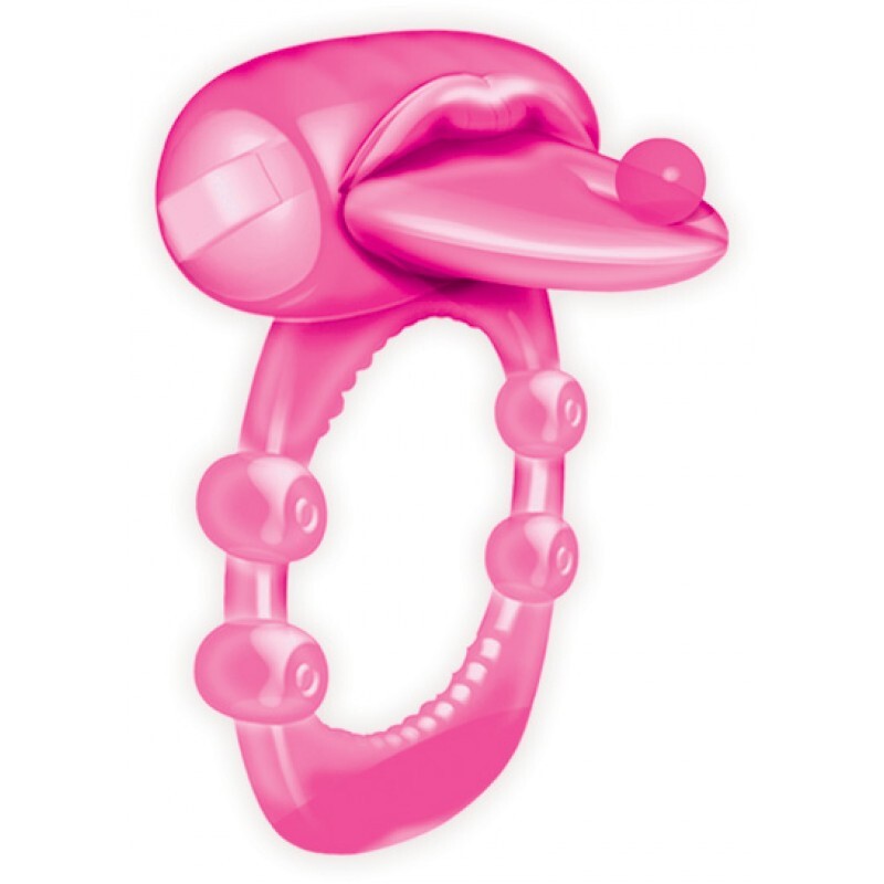 Pierced Tongue Vibrating Silicone Cock Ring|Front View|"tongue design - front view"