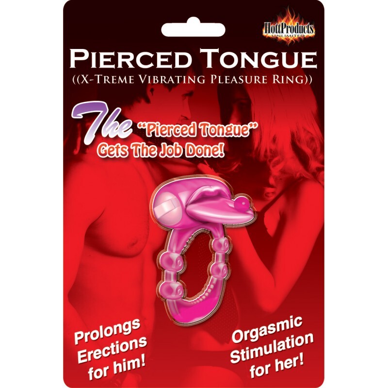 Pierced Tongue Vibrating Silicone Cock Ring|Side View|"pierced detail - side view"