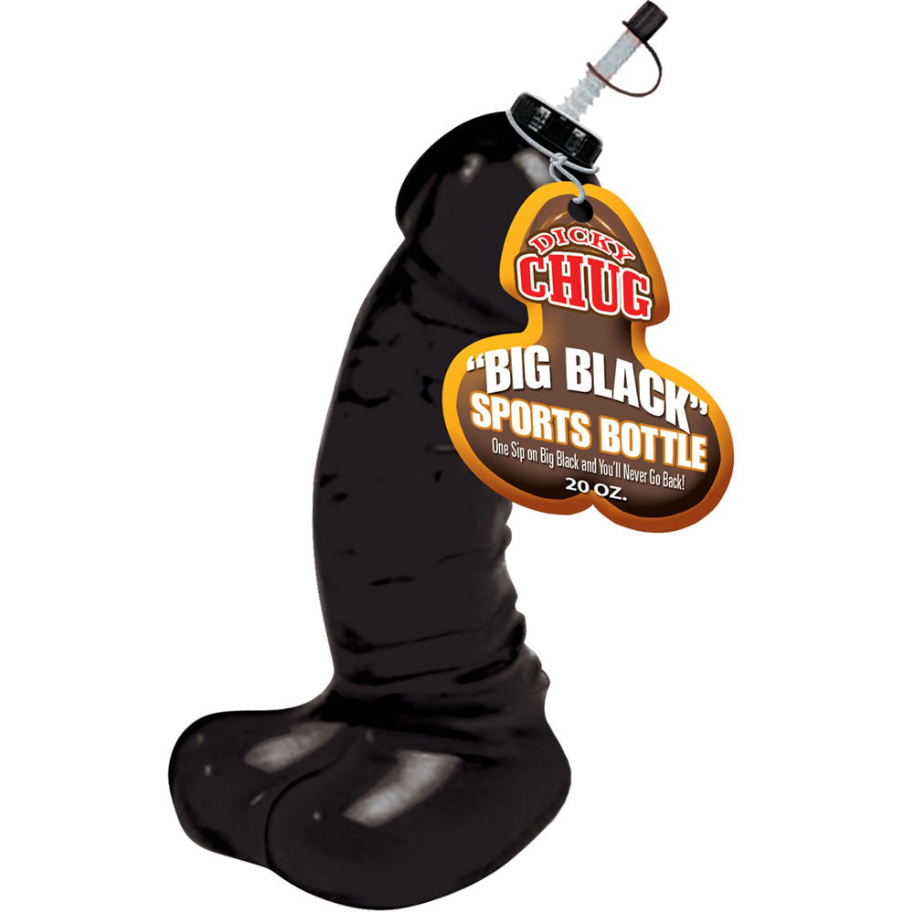 Dicky Chug Big Black 20 Ounce Sports Bottle|Front View|"black sports bottle - front view"