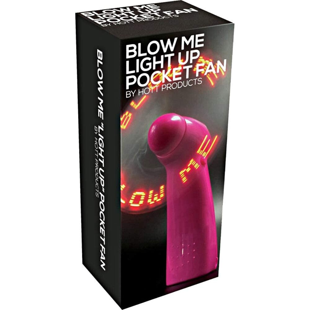 Blow Me Light Up Pocket Fan Pink|Front View|"pink pocket fan - front view"