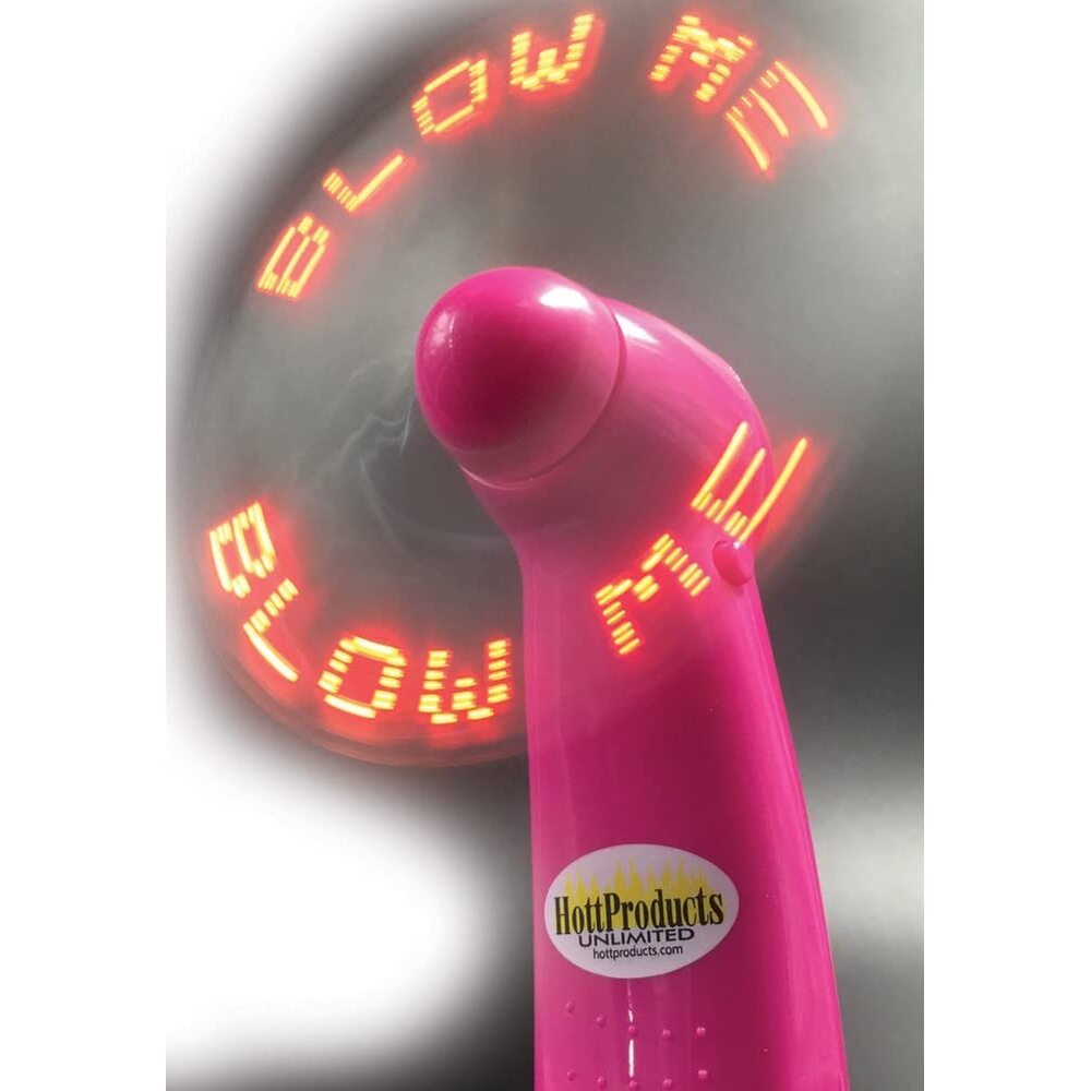 Blow Me Light Up Pocket Fan Pink|Side View|"pink pocket fan - side view"