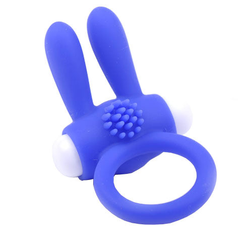Cock Ring With Rabbit Ears Blue|Front View|"ears design - front view"