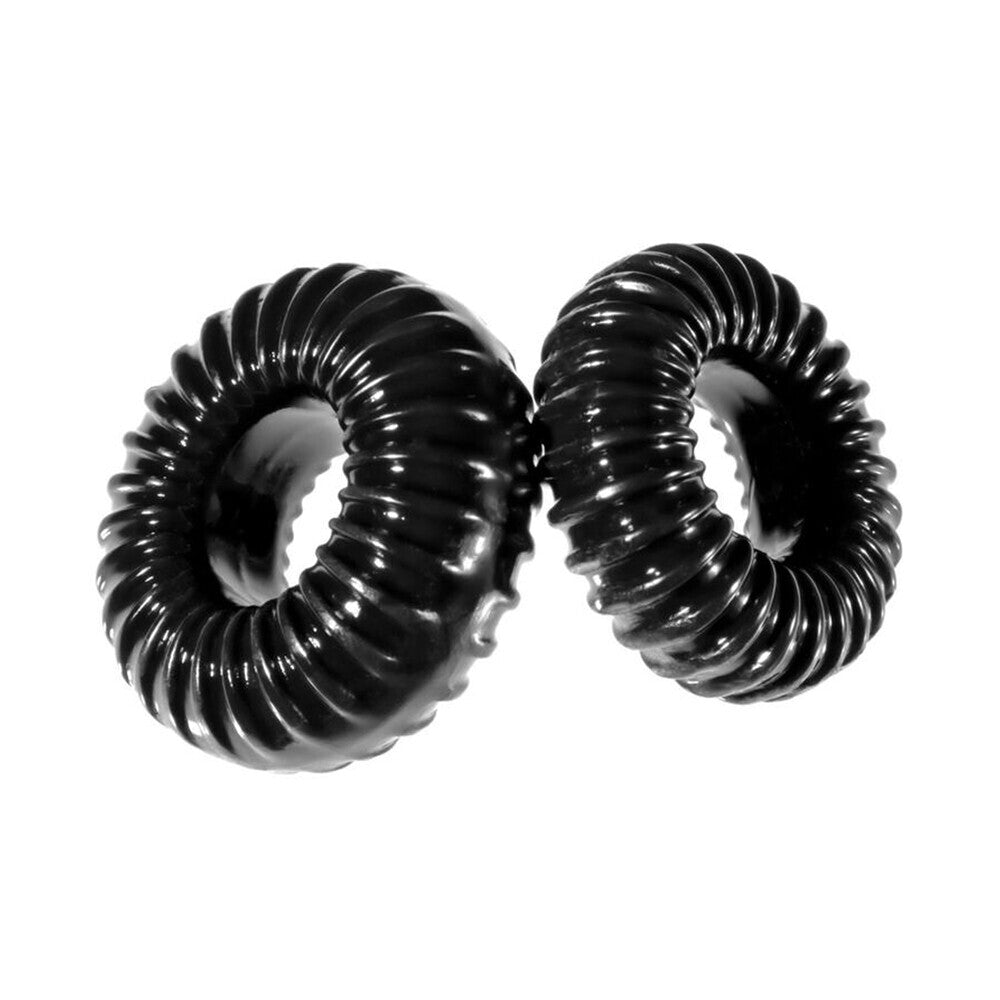 Perfect Fit XPlay Gear Slim Ribbed Cock Rings 2 Pack|Front View|"ribbed design - front view"
