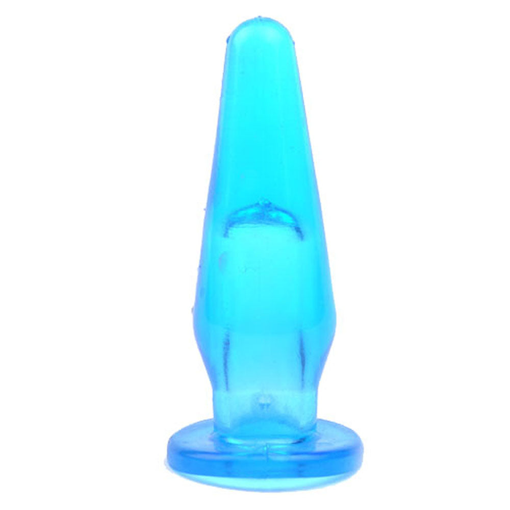Mini Butt Plug With Finger Hole Blue|Front View|"blue finger hole plug-front view"|