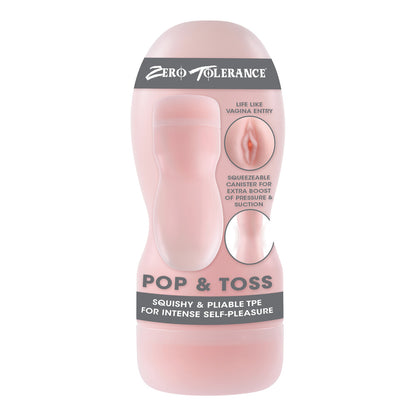 Zero Tolerance Pop And Toss Stroker Flesh Pink|Front View|"pop design - front view"