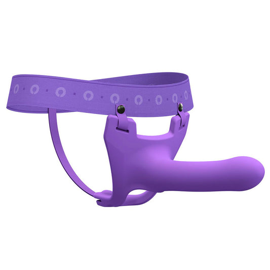 Zoro Silicone Strap on System With Waistbands Purple 5.5 Inch|Front View|"silicone design - front view"