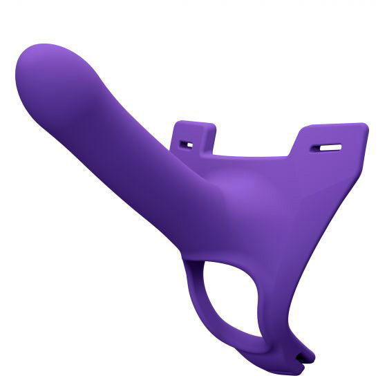 Zoro Silicone Strap on System With Waistbands Purple 5.5 Inch|Side View|"system detail - side view"