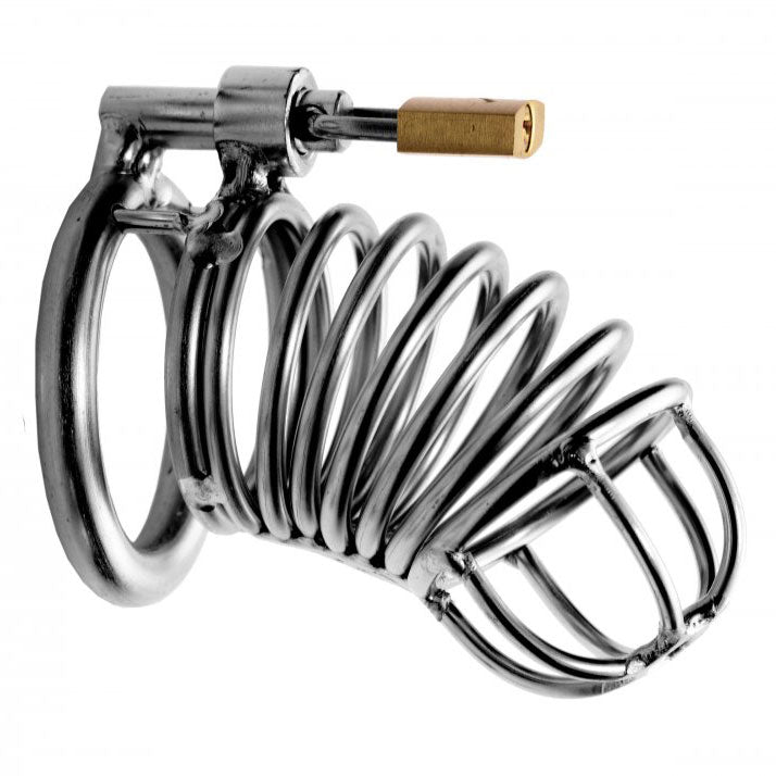 Master Series Bastille Penile Confinement Cage|Front View|"bastille cage design-front view adult toys direct"|