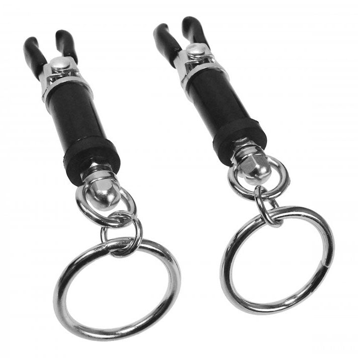 Master Series Bondage Ring Barrel Nipple Clamps|Detail View|"ring features-detail view"|