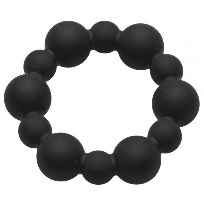 Master Series Shadow Silicone Beaded Cock Ring|Front View|"shadow design - front view"