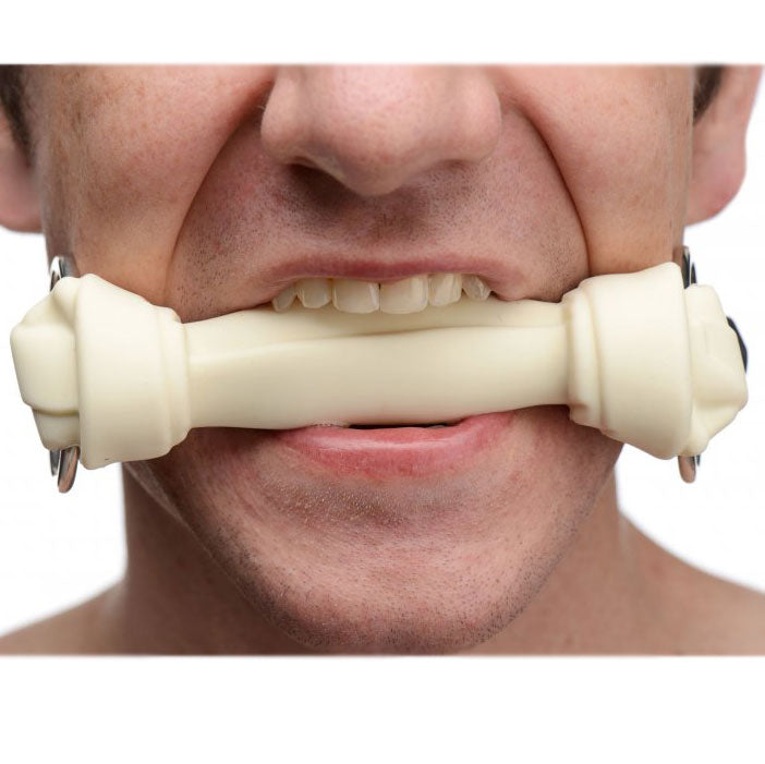 Master Series Silicone Dog Bone Gag|Detail View|"bone features-detail view"|