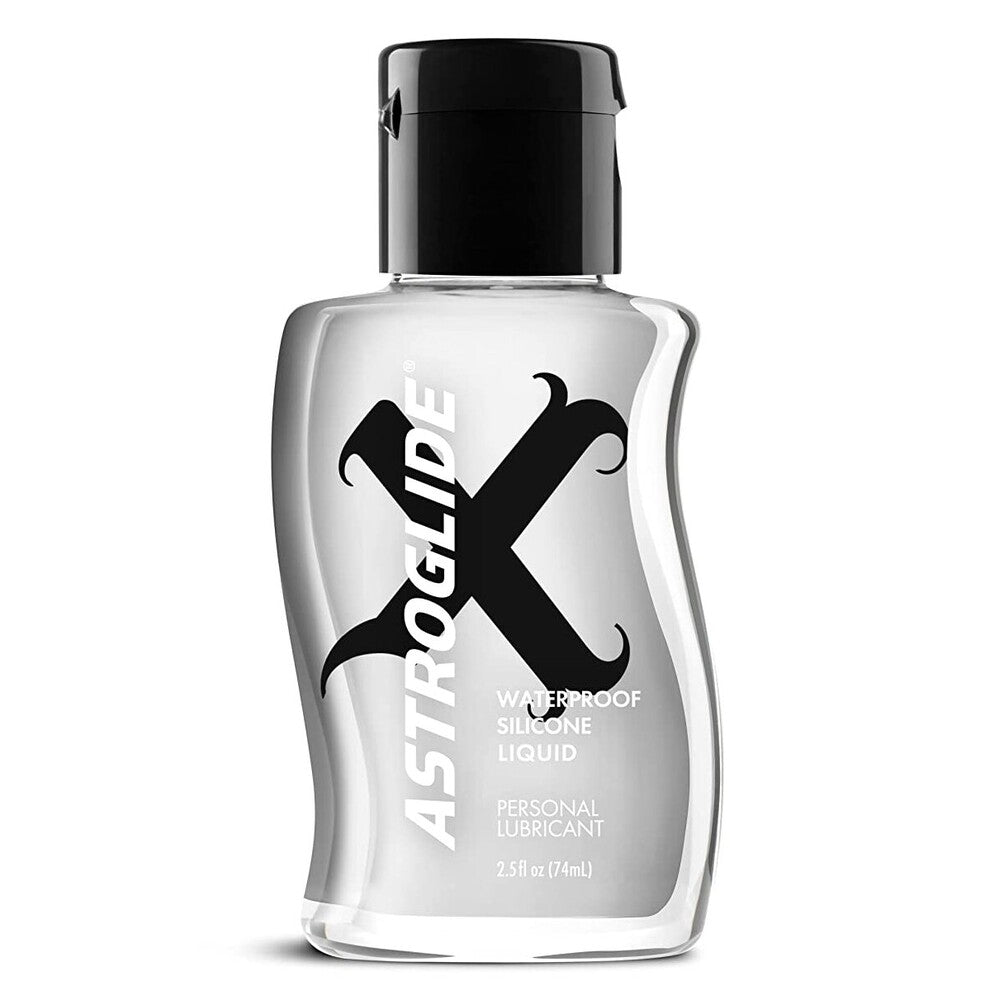 Astroglide X Premium Silicone Liquid Lubricant 2.5oz|Front View|"premium silicone-front view adult toys direct"|