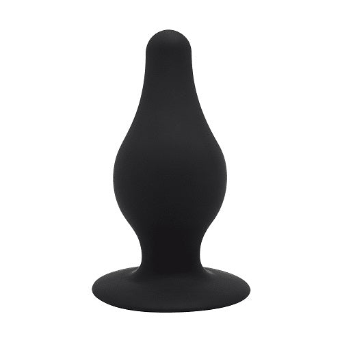 SilexD Dual Density Tapered Silicone Butt Plug Medium | Main View | "medium black silicone butt plug with tapered design - main view"