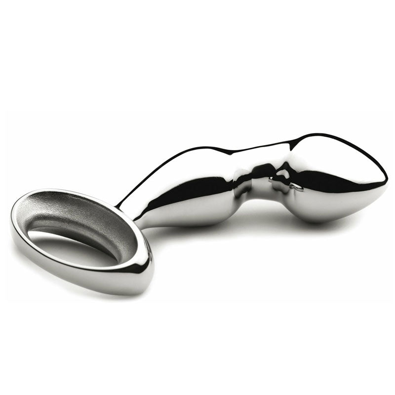 Njoy-Pure-Fun-Plug-Stainless-Steel-PSpot-Butt-Plug|Front View|"steel massager-front view"