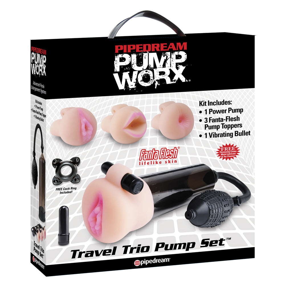 Pump Worx Travel Trio Set Masturbator|Detail View|"Multiple texture designs - detail view"