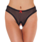Crotchless Sheer Black GString|Front View|"sheer string-front view"|