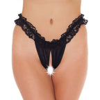 Frilly Black Open Brief|Front View|"frilly brief-front view"|