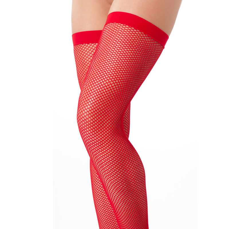 Sexy Red Fishnet Stockings|Front View|"red fishnet stockings - front view"