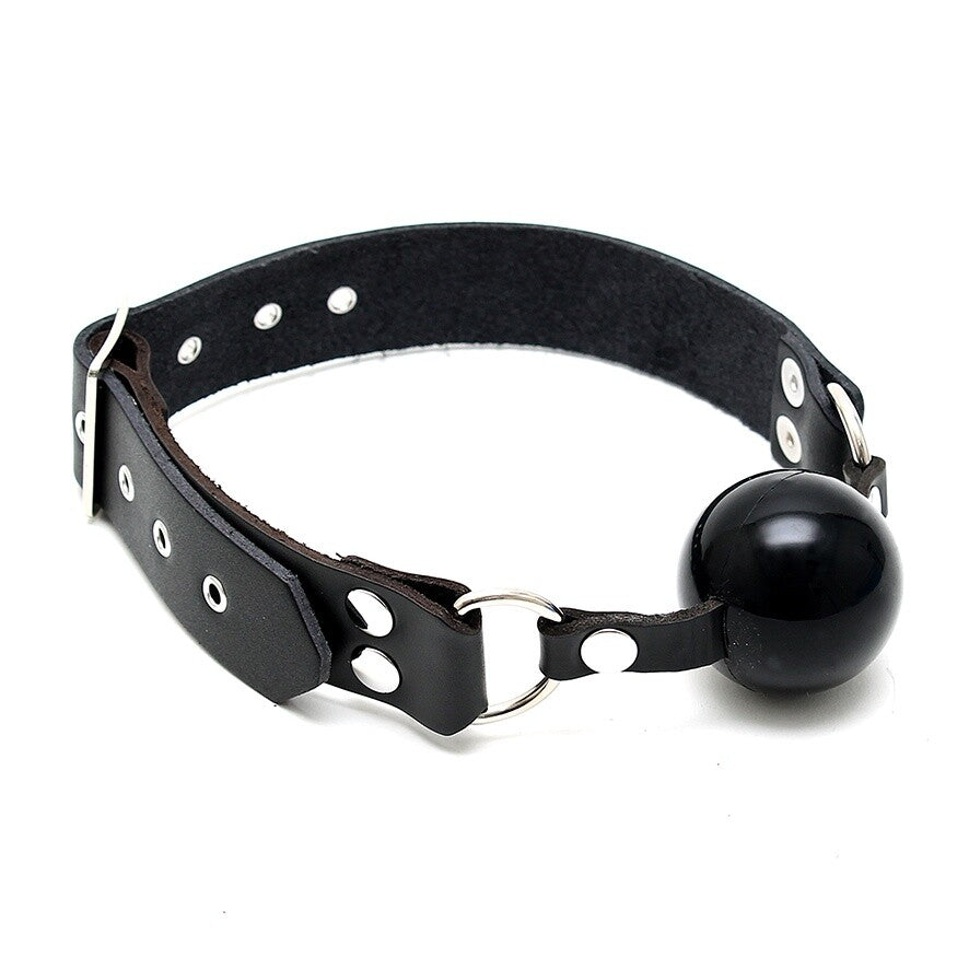 Silicone Ball Gag|Front View|"soft silicone ball gag comfortable black bondage-front view adult toys direct"|