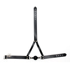 Leather Ball Gag And Head Harness|Side View|"adjustable head harness ball gag-side view adult toys direct"|