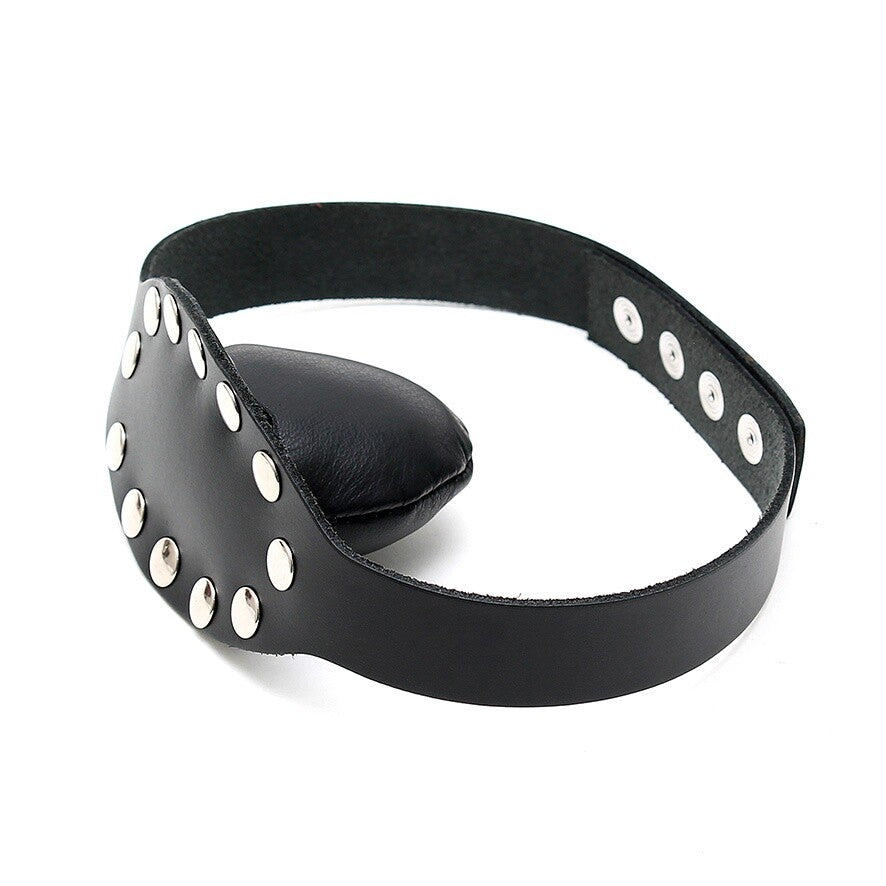 Leather Gag With Studs|Front View|"studded leather gag bondage wear black-front view adult toys direct"|