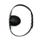 Leather Gag With Studs|Side View|"metal studded leather gag adjustable-side view adult toys direct"|